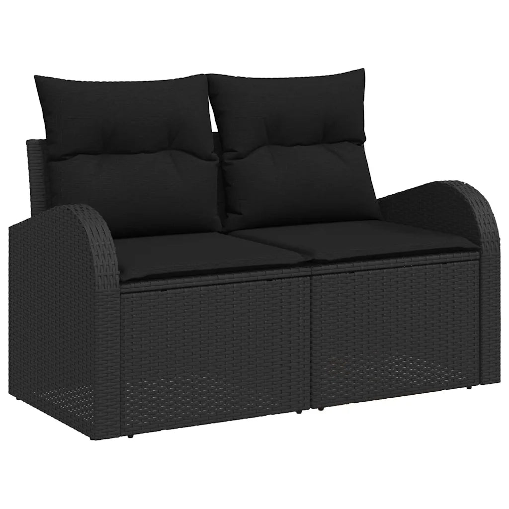 Set Divano da Giardino con cuscino 6 pcs Nero Poly Rattan 3360414