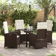 Set da Pranzo per Giardino con cuscino 5 pcs Marrone polyrattan