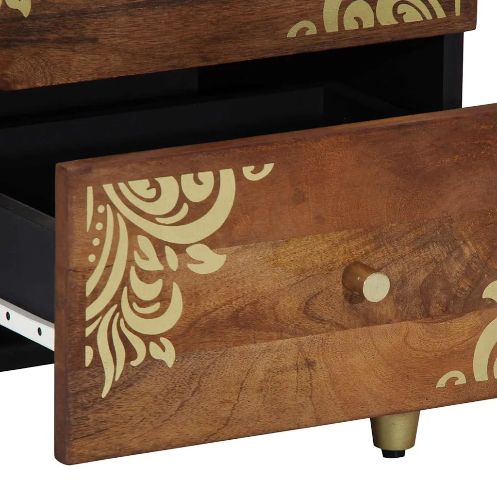 Set di 2 Comodini | Armadio da Notte | Mobiletto da notte Marrone miele 40 x 33 x 46 cm