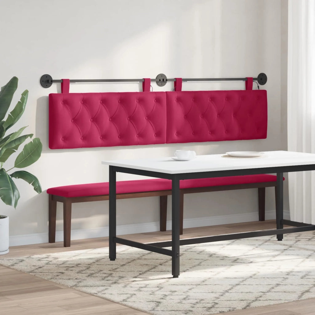 Testiera | Testata sospesa Con luce LED Rosso Vino Velluto