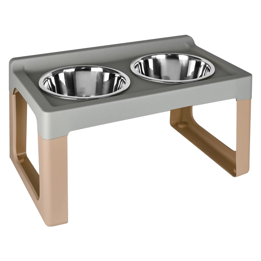 ALZACIOTOLA PER CANE/GATTO 'LIFTER' cm. 57 x 35 x h. 30 - ciotole Ø 2 x 21 - mocaccino  - MP BERGAMO S.R.L.