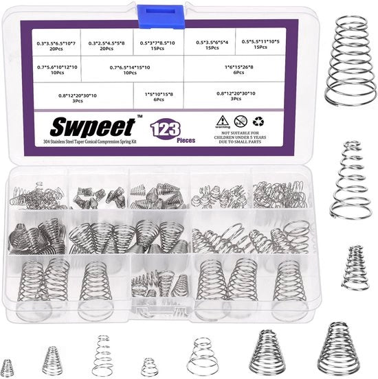 Set di coniche a vite conica da 10 misure 0,3/0,5/0,7/0,8/1 mm in acciaio inossidabile, con set di coniche a vite conica tolettate, coniche a vite conica metalliche, coniche a compressione piccole per riparazione