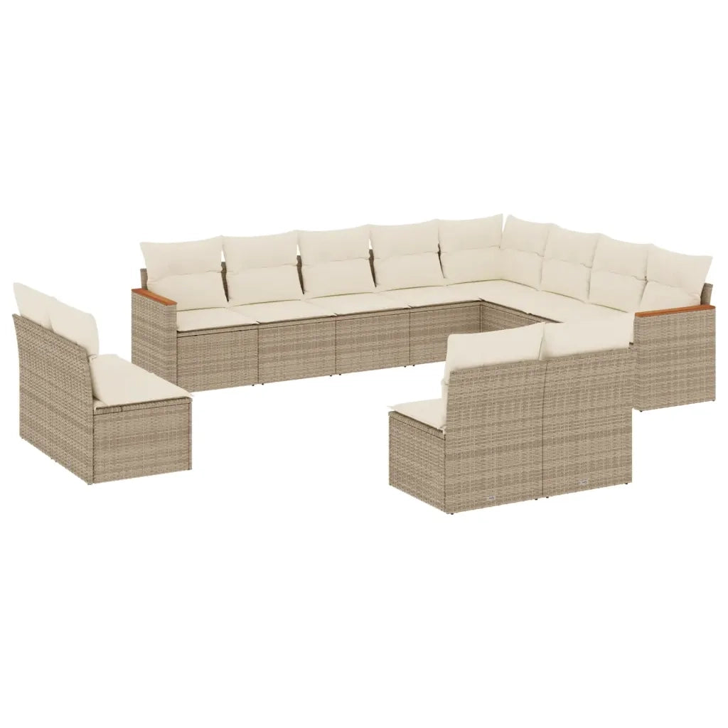 Set Divani da Giardino 12 pz con Cuscini Beige in Polyrattan 3258873
