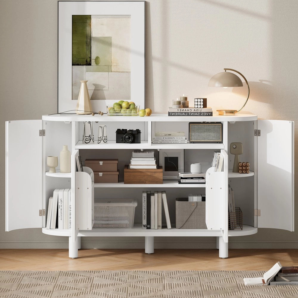 Credenza Moderna con Ante e Ripiani ¨C Xylo ¨C Bianco, Ingresso/Corridoio