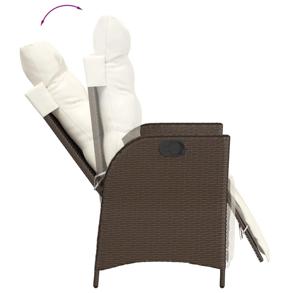 Set da Pranzo da Giardino 3pz con Cuscini in Polyrattan Marrone 3213413