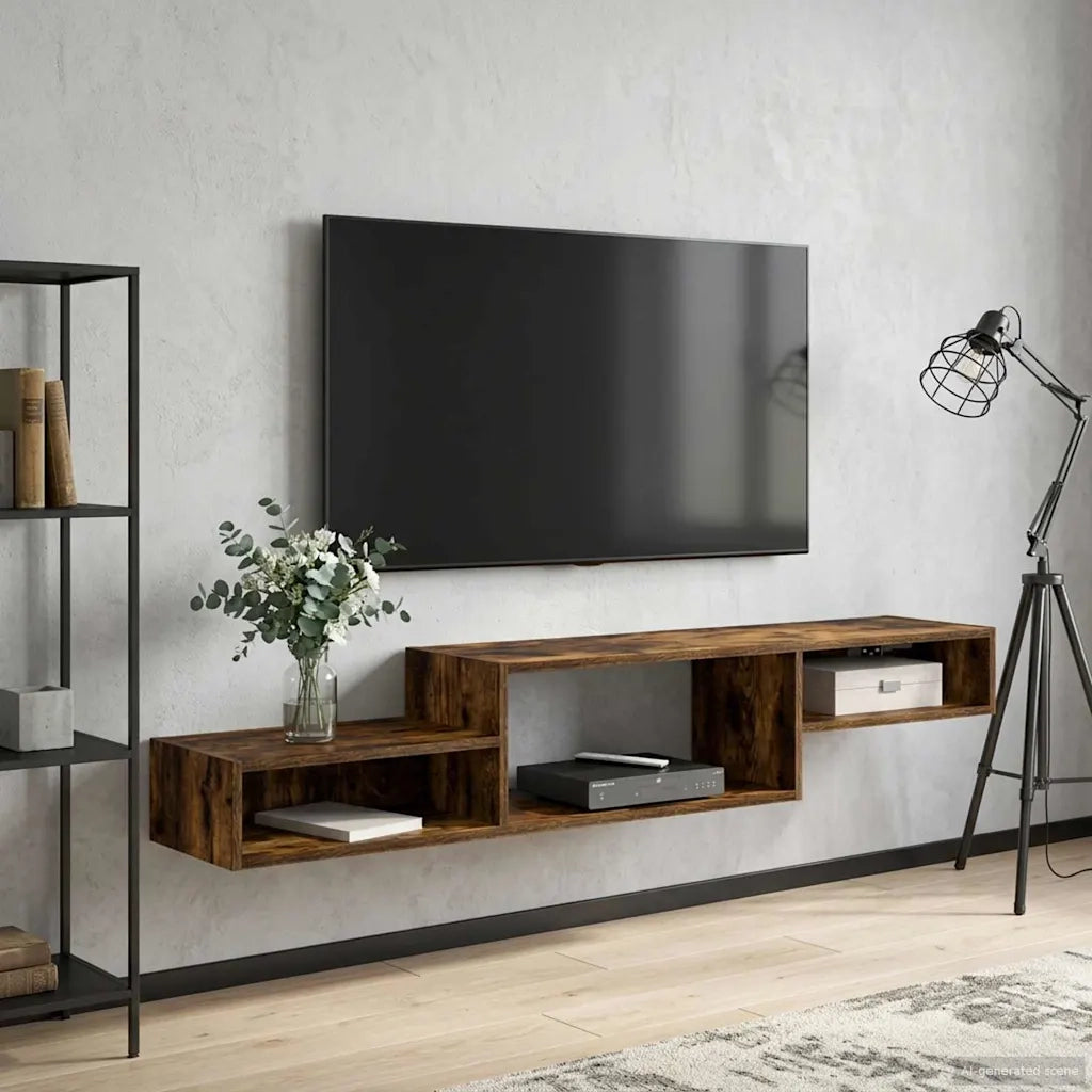 Mobile TV da Parete | Armadietto TV | Mobile Porta TV A Parete | Armadietto TV | Mobile Porta TV Rovere Fumo 150 x 28 x 26 cm