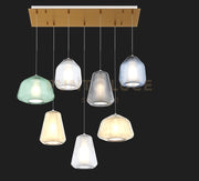 SOSPENSIONE OTTONE SAT. 7 LUCI RETTANGOLARE VETRI (ALPHA VE + AM) (BETA TR + BL) (GAMMA TR + AM + FU) 1176OS-S7 R ABG-MC