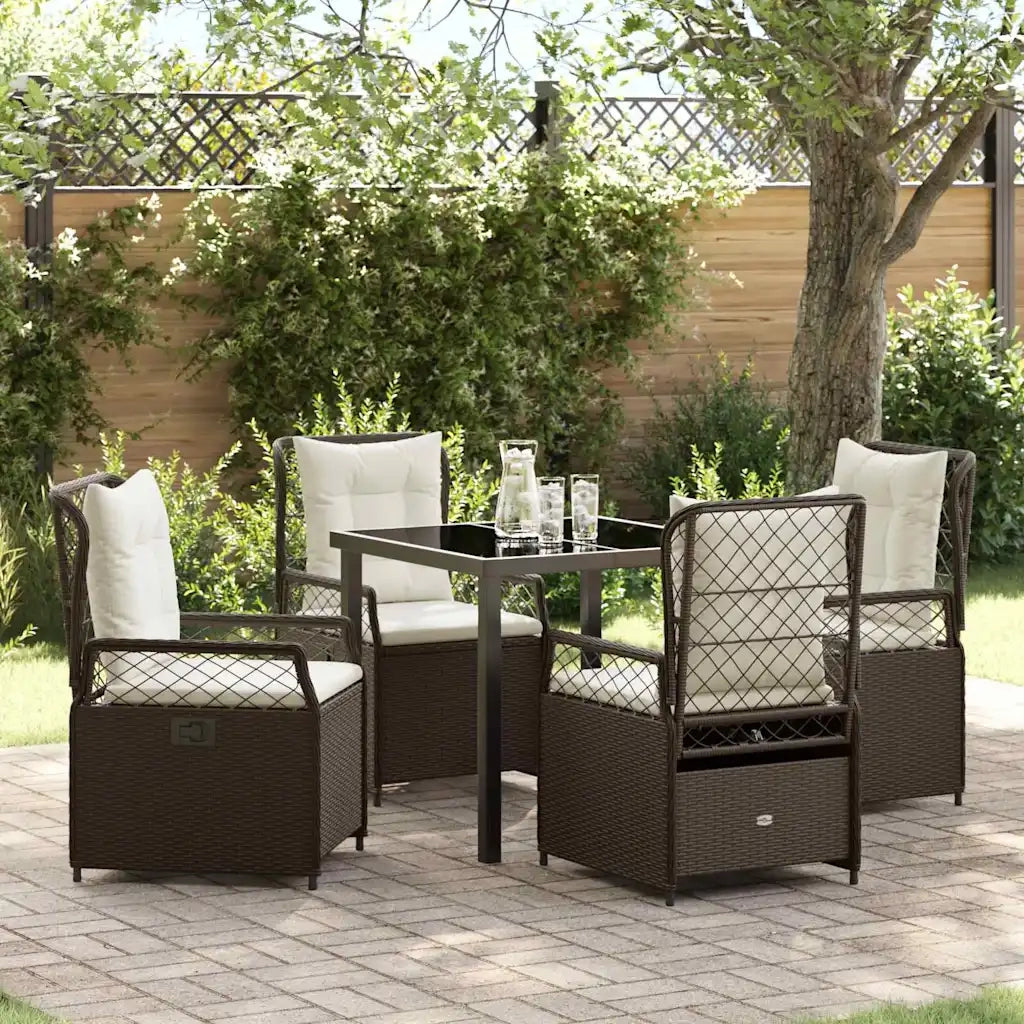 Set da Pranzo per Giardino 5 pcs Marrone polyrattan