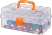 Cassetto di archiviazione trasparente 9 contenitori per attrezzi o accessori per la sartoria - Chiusura a click - 14x33x19 cm - Cassetto di approvvigionamento arancione