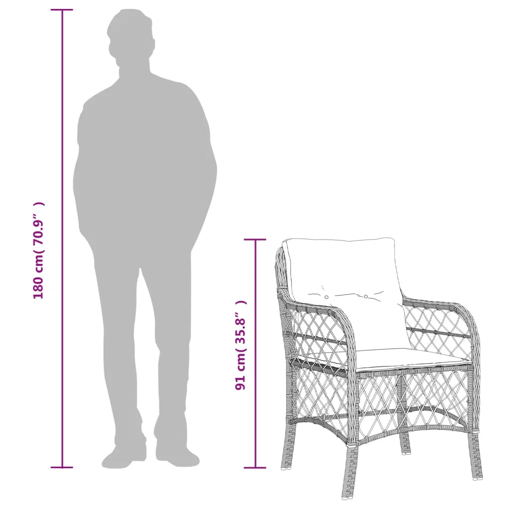 Set da Pranzo da Giardino 9 pz con Cuscini Nero in Polyrattan 3212095