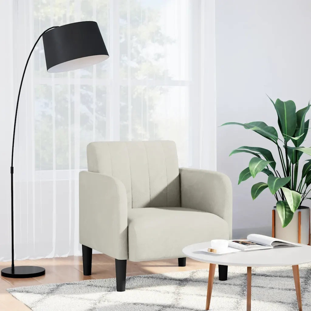 Divano Sedia con Braccioli Crema 54 cm in Velluto 4100585