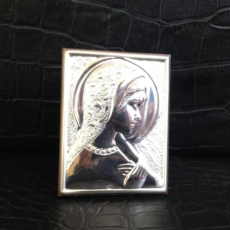 Quadretto Quadro da Tavolo Appoggio in Argento Madonna