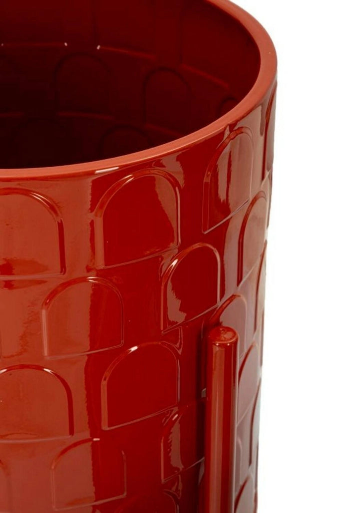 Set di 3 portavasi Cisterna, Complemento d'arredo, Articolo decorativo, Accessorio d'arredo, 36x36 h57 cm, Rosso