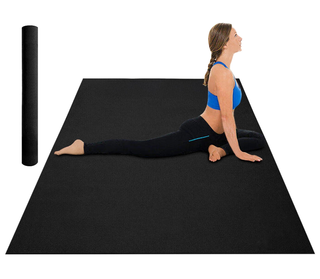 Tappeto Per Esercizi Grande Extra Large 120 x 180 Cm Antiscivolo Resistente Tappetino Allenamento Casa Palestra Materassino Fitness Pilates Yoga In Pvc Arrotolabile Facile Trasporto  - Nero