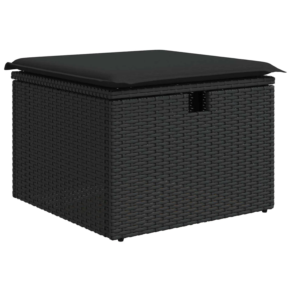 Set Divano da Giardino con cuscino Nero polyrattan