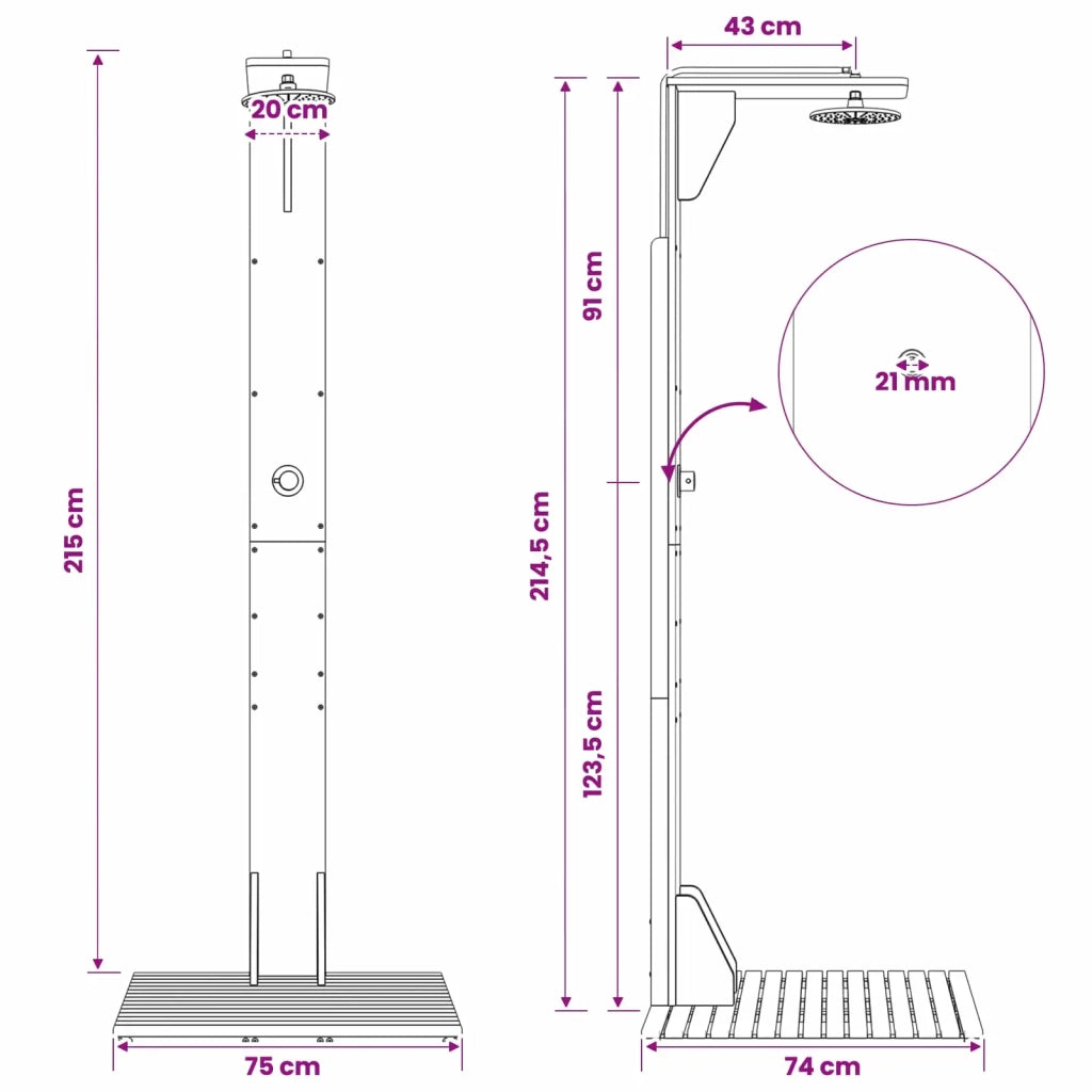Doccia da esterno 219 cm Bianco 903117