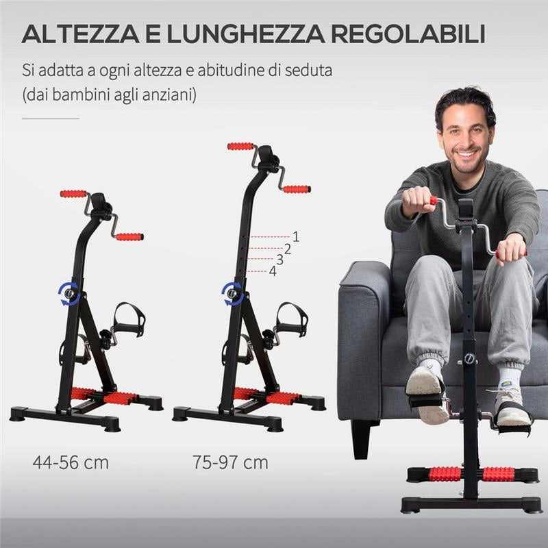 PEDALIERA PER BRACCIA E GAMBE CON SCHERMO LCD ACCIAIO 56X44-56X75-97CM NERA E ROSSA