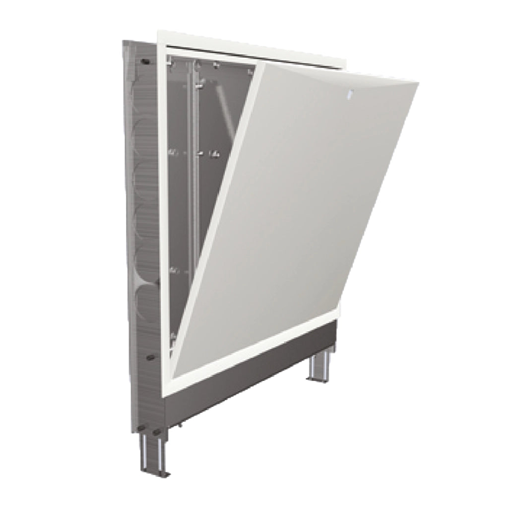 CASSETTA PER COLLETTORI IN LAMIERA ZINCATA PER IMPIANTI A PAVIMENTO E CLASSICI CON RIALZO E PIEDINO - DIM: (LXPXH): 800X11X72 CM  - GFR