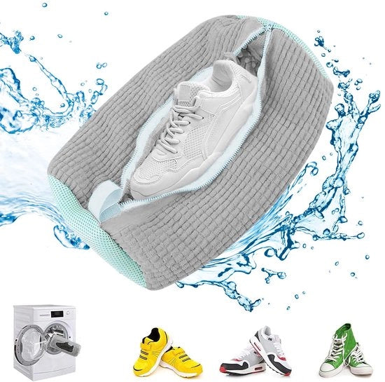 Sacchetto per scarpe per lavatrice, Sacchetto per scarpe Zommke, Sacchetto per scarpe per lavatrice, Sacchetto per sneakers per lavatrice, Sacchetto per scarpe riutilizzabile con cerniera in peluche (grigio)