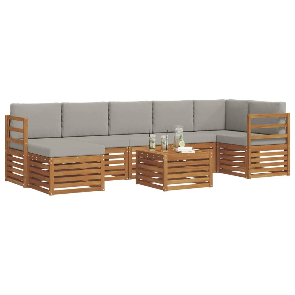 Set divano sezionale con cuscino 8 pcs Grigio Naturale e Chiaro 3375191