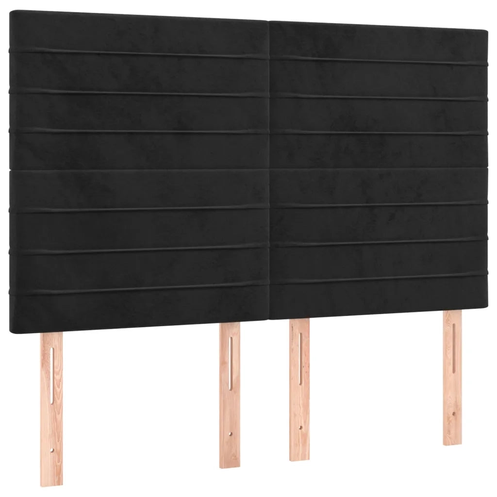 Testiera a LED Nera 144x5x118/128 cm in Velluto 3122614