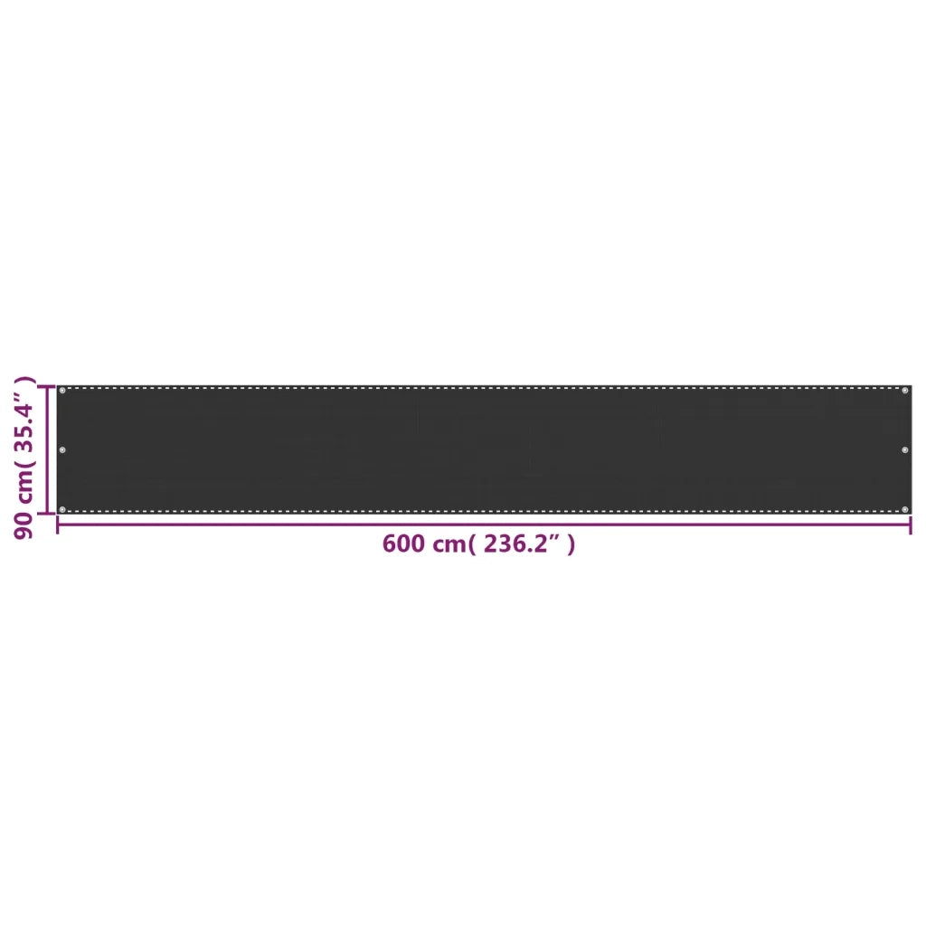 Schermo da balcone | Paravento da Balcone HDPE 90x600 cm Antracite