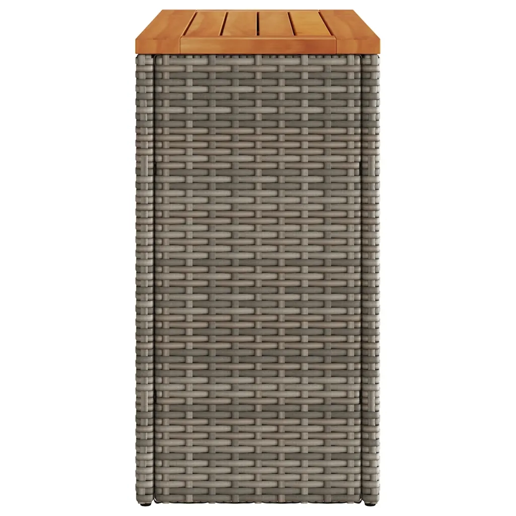 Tavolino-Tavolino da soggiorno-Tavolo Giardino Piano in Legno Grigio 58x27,5x55cm Polyrattan