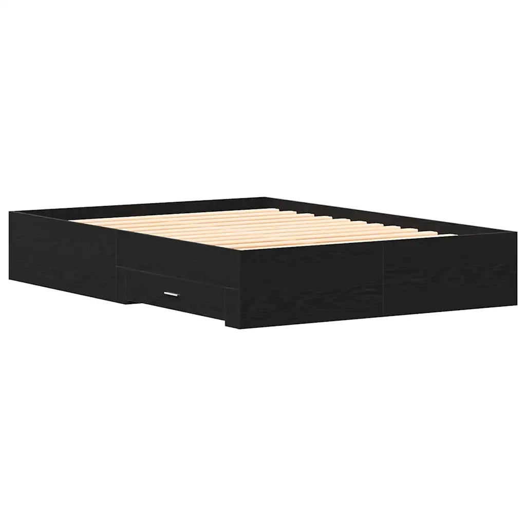 Struttura del letto-Giroletto Rovere Nero 140 x 200 cm Legno multistrato 877981