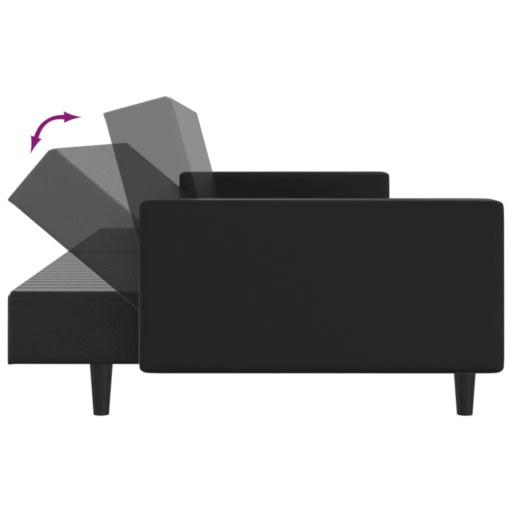 Divano Letto a 2 Posti Nero in Similpelle 375951