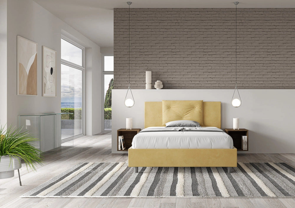 Letto Matrimoniale Large 180x210 cm con Rete Appia Ocra