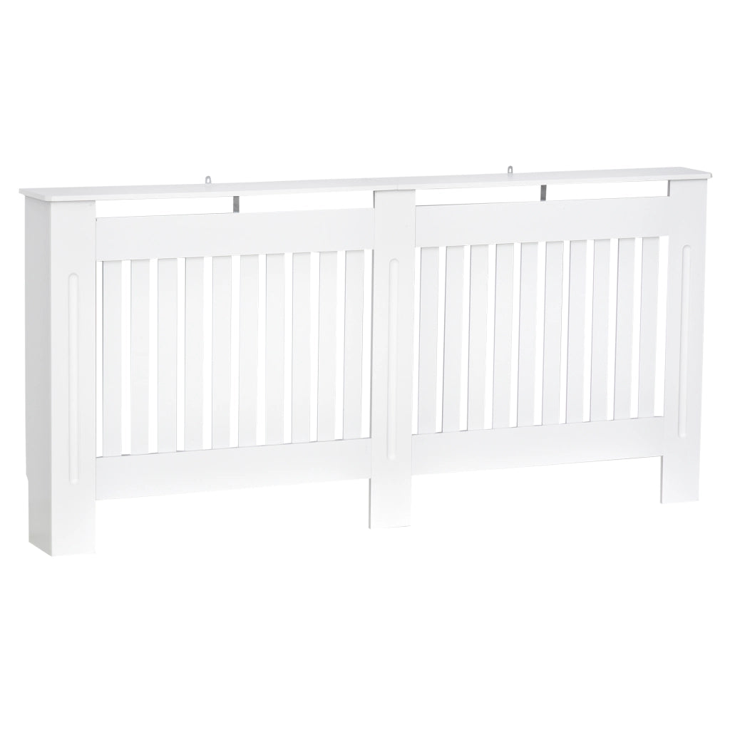 Easycomfort Copritermosifone a Doghe in MDF per Casa e Ufficio, 172x19x81 cm, Bianco