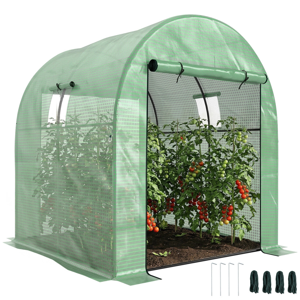 Serra Tunnel da Giardino ¨C Xylo ¨C 2 Porte 2 Finestre Telaio Acciaio Copertura PE Anti-UV Verde