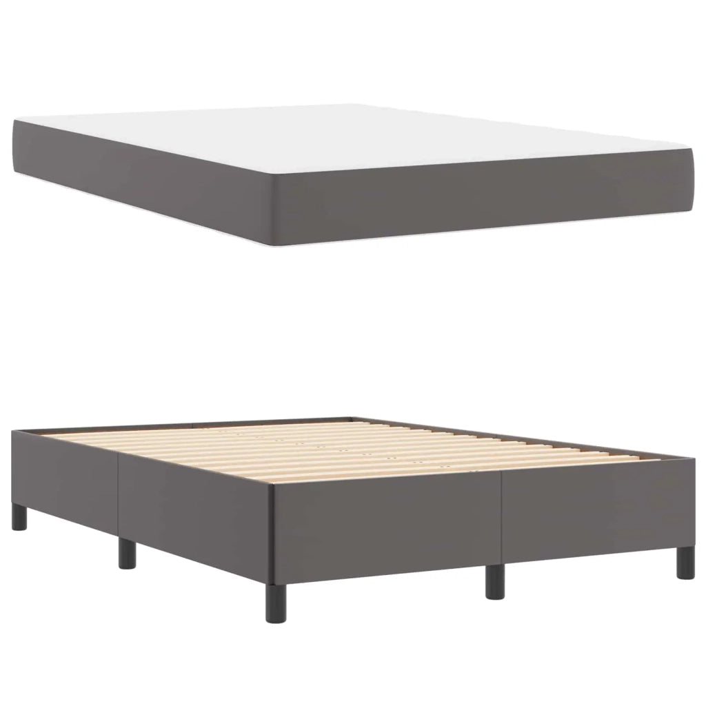 Letto matrimoniale | Letto per adulti | Struttura del letto con materasso Grigio 140 x 190 cm Tessuto