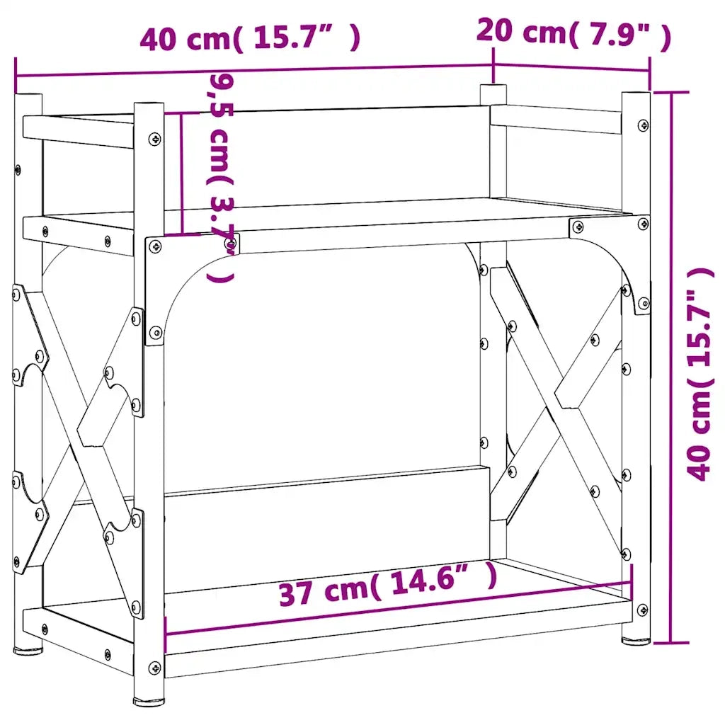 Supporto per Stampante 2 Livelli Nero 40x20x40 cm Multistrato 833990