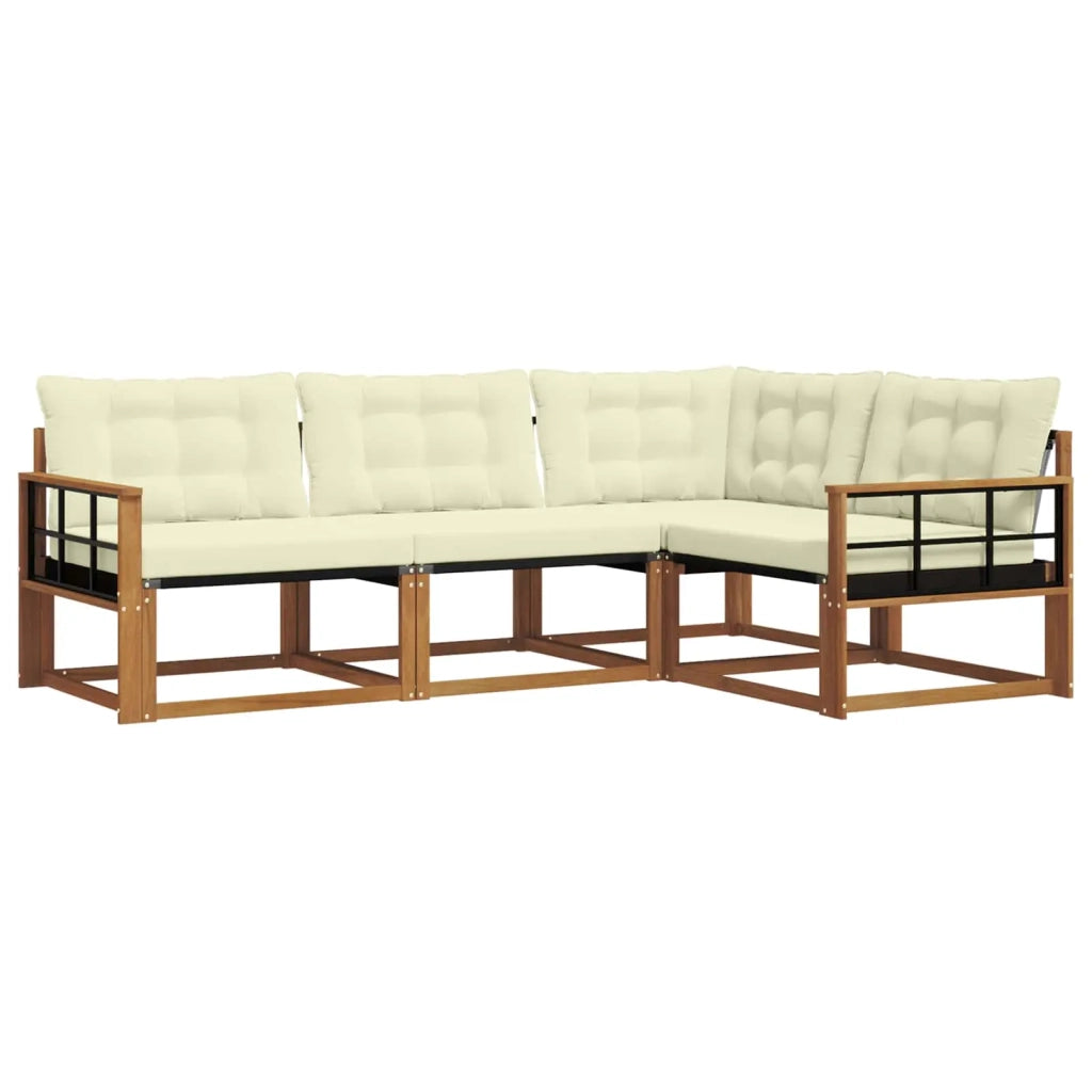Set di divani da esterno con cuscino 4 pcs Naturale e Crema 3369413