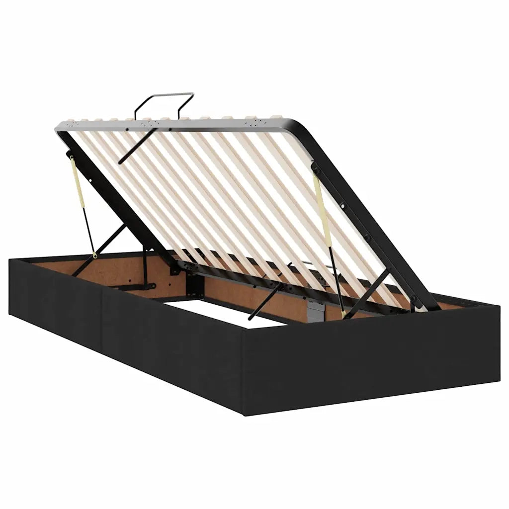Letto con contenitore e materasso Nero 100 x 200 cm