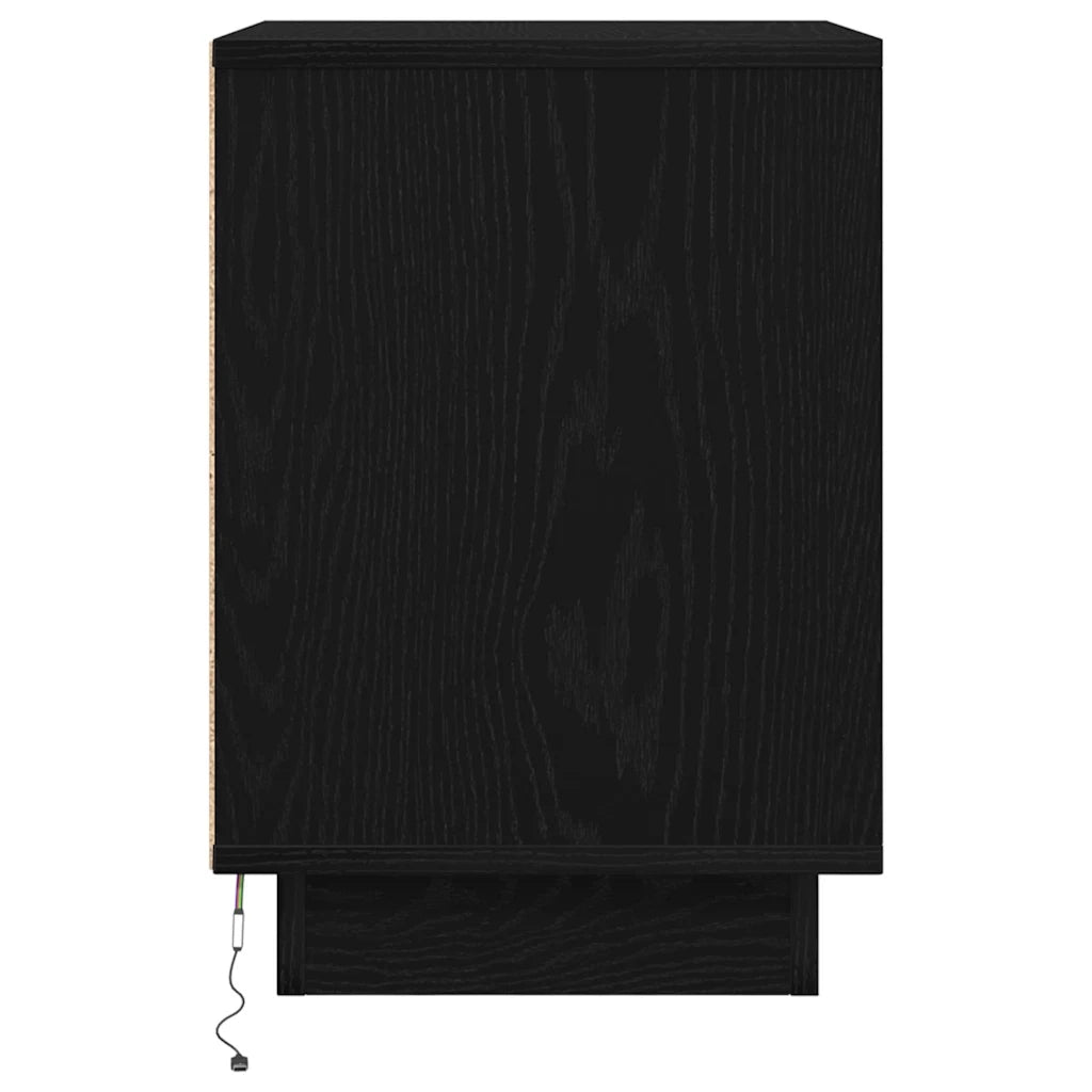 Comodino | Armadio da Notte | Mobiletto da notte con Luci LED Nero 38x34x50 cm