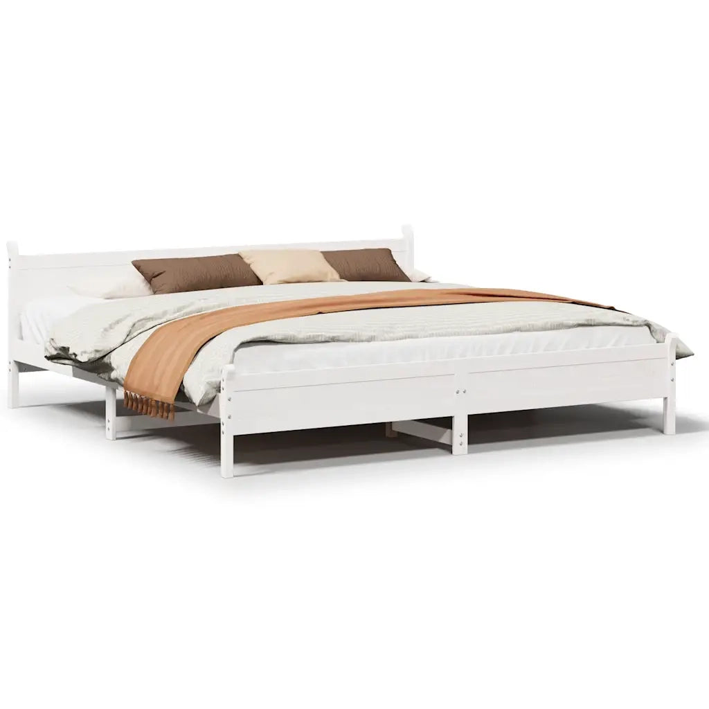 Giroletto senza Materasso Bianco 200x200 cm Legno Massello Pino 3309723