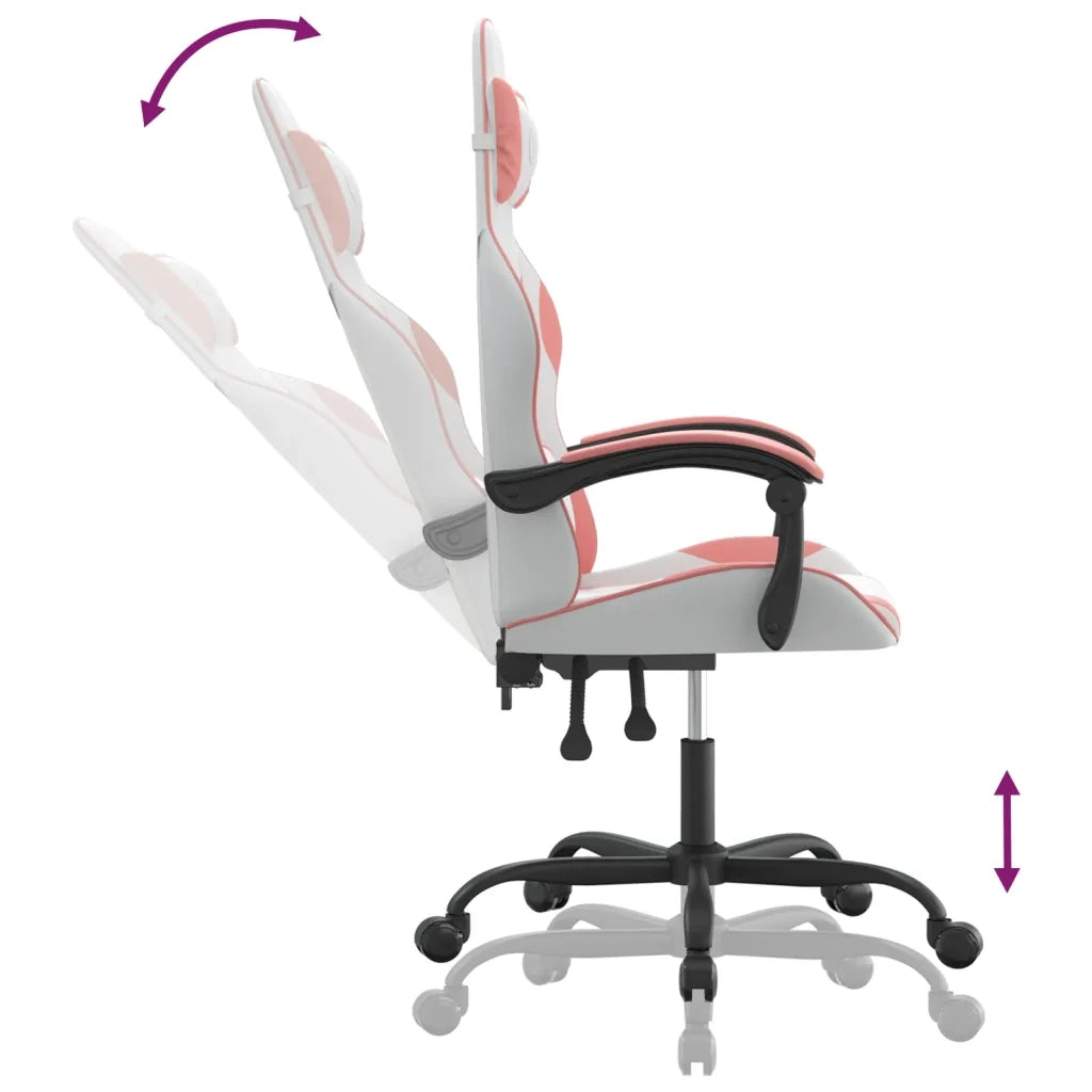 Sedia da Gaming Bianco e Rosa in Similpelle 3143875