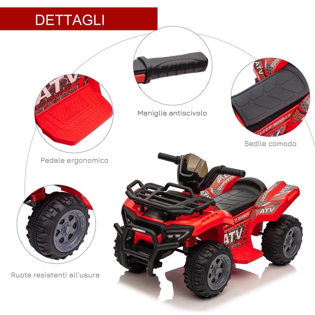 Quad Elettrico per Bambini ¨C Zephmum ¨C Rosso 70x42x45cm