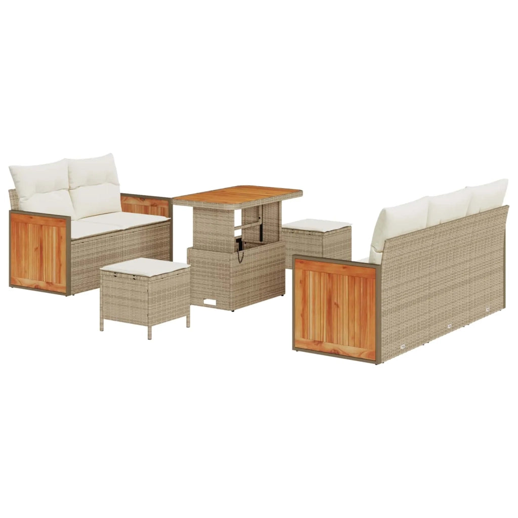 Set Divano da Giardino con cuscino 8 pcs Beige e Crema 3363121