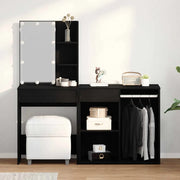 Set Tavolo da Trucco LED Rovere Nero 140 x 40 x 140 cm 3333045