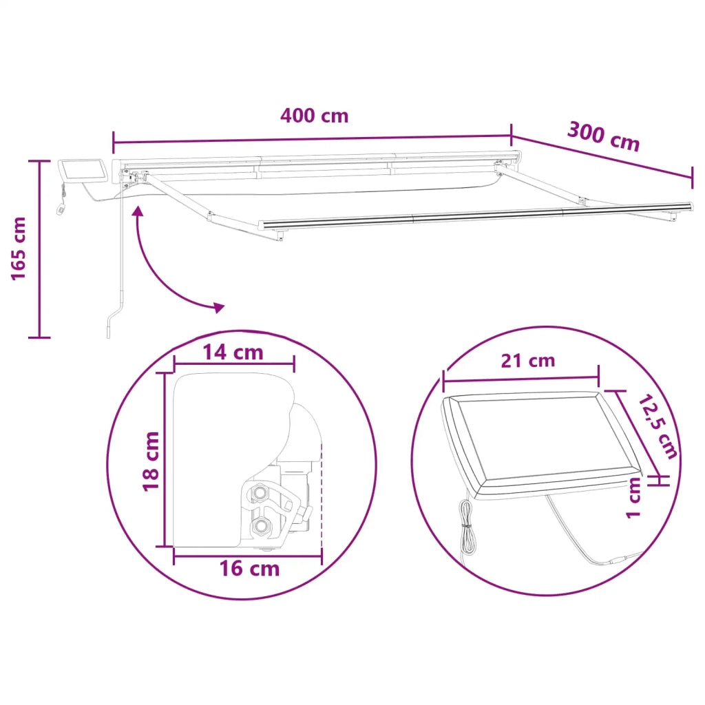Cornice per Tenda Manuale con LED 4 × 3 m 3426096