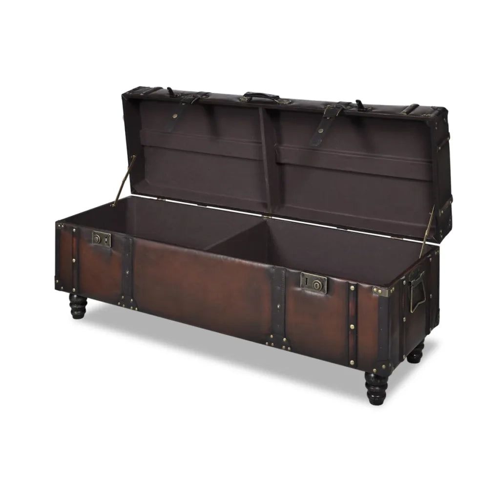 Cassapanca Set 3 pz-Panca con Contenitore Marrone