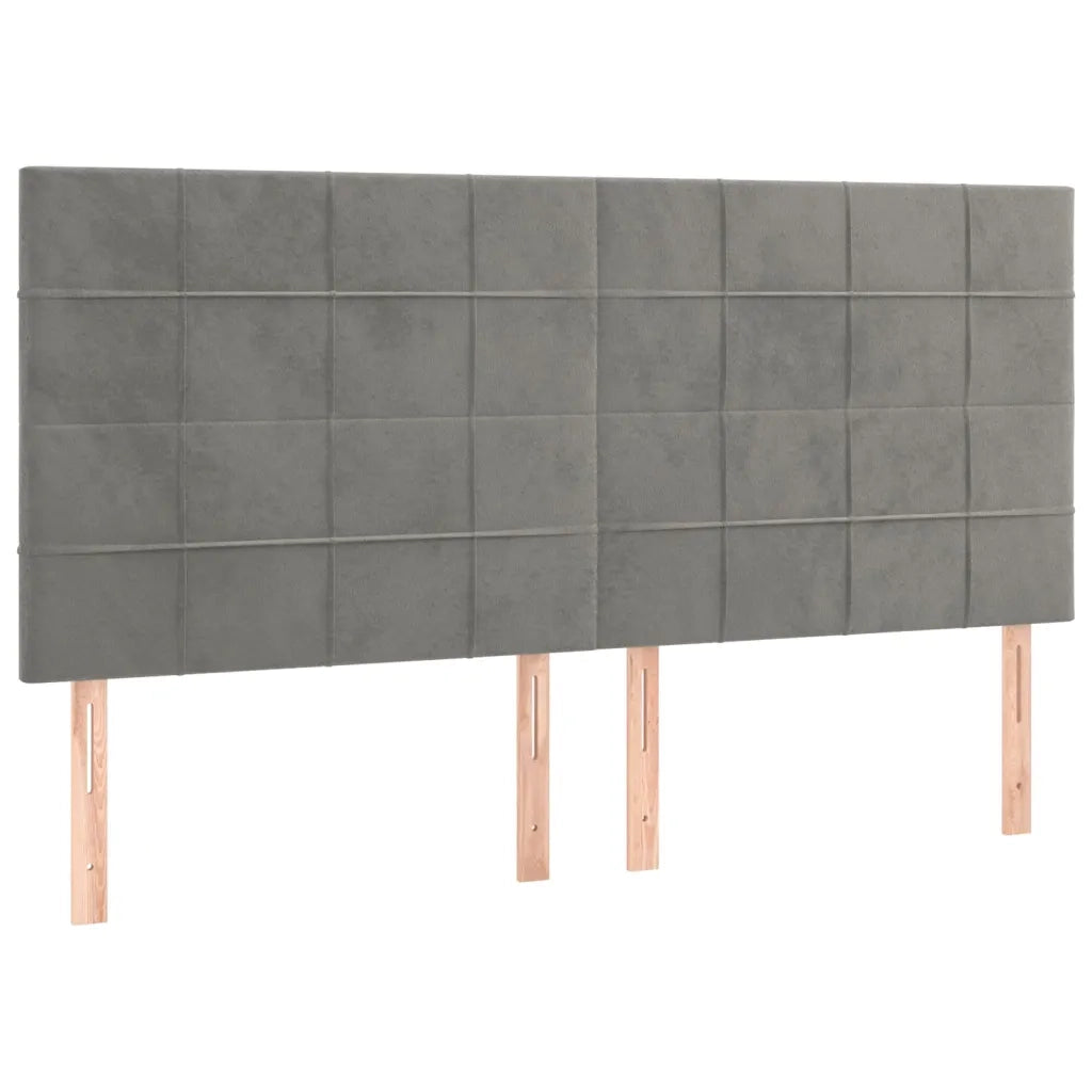Testiera | Testata Grigio Chiaro 180x5x118/128 cm Velluto
