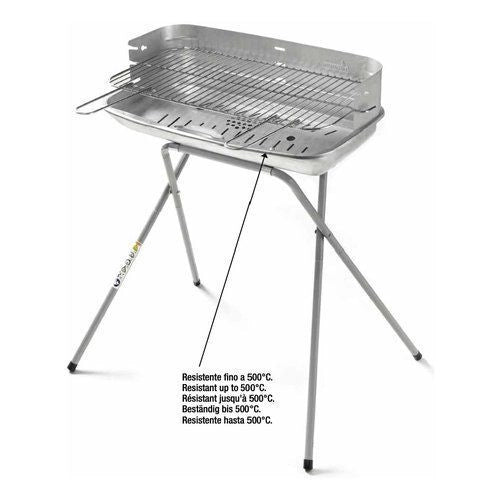 Ompagrill 316014 60 40 Professional Barbecue a Carbone Griglia Regolabile in 3 Posizioni Acciaio Alluminato colore Grigio