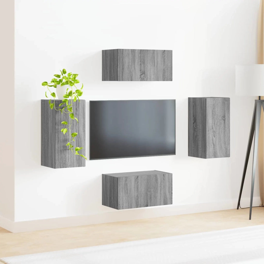 Set mobile TV 4 pcs Grigio Sonoma Legno multistrato 3409156