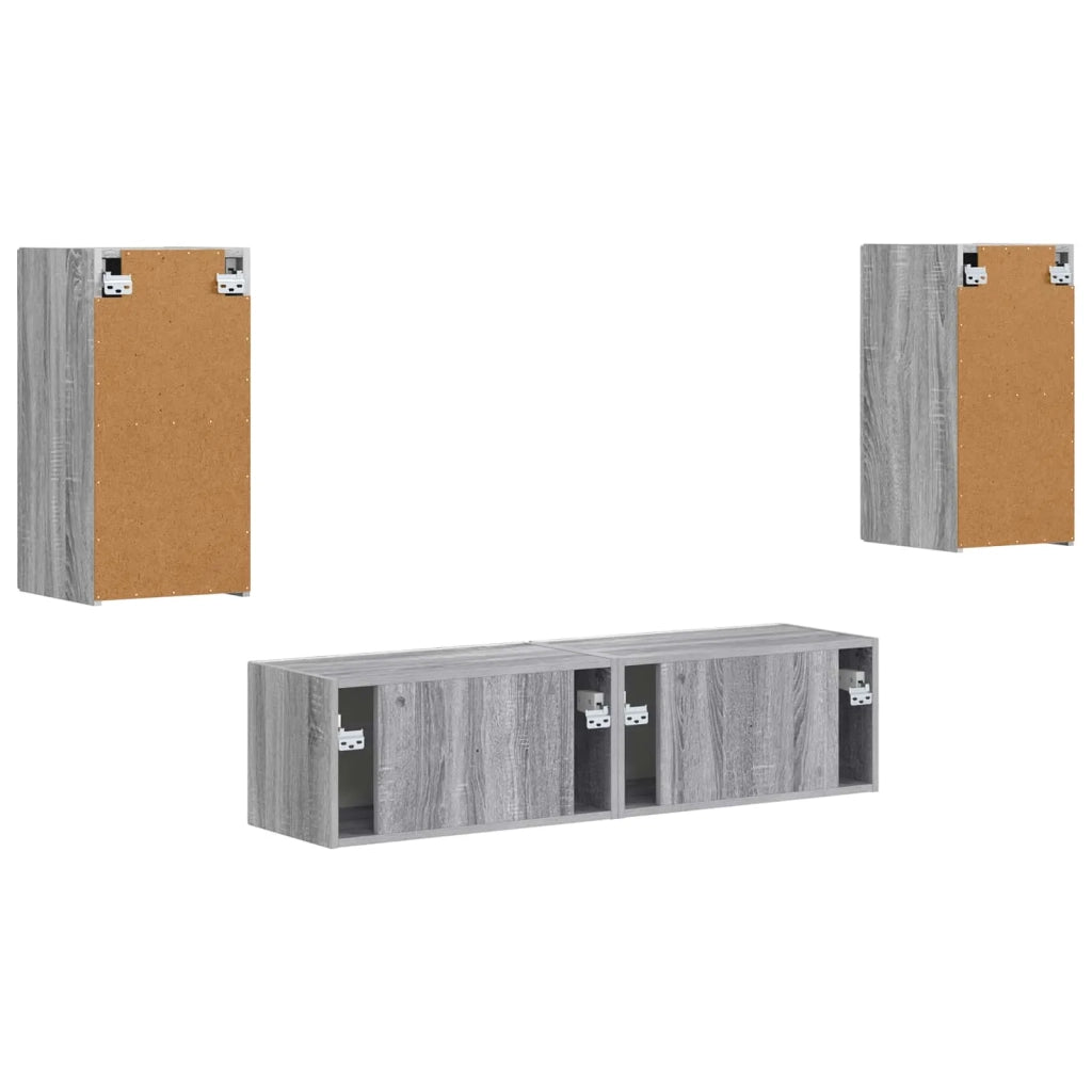 Set mobile TV 4 pcs Grigio Sonoma Legno multistrato 3409156