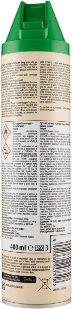 BAYGON INSETTICIDA SCARAFAGGI E FORMICHE SPRAY 400 ML