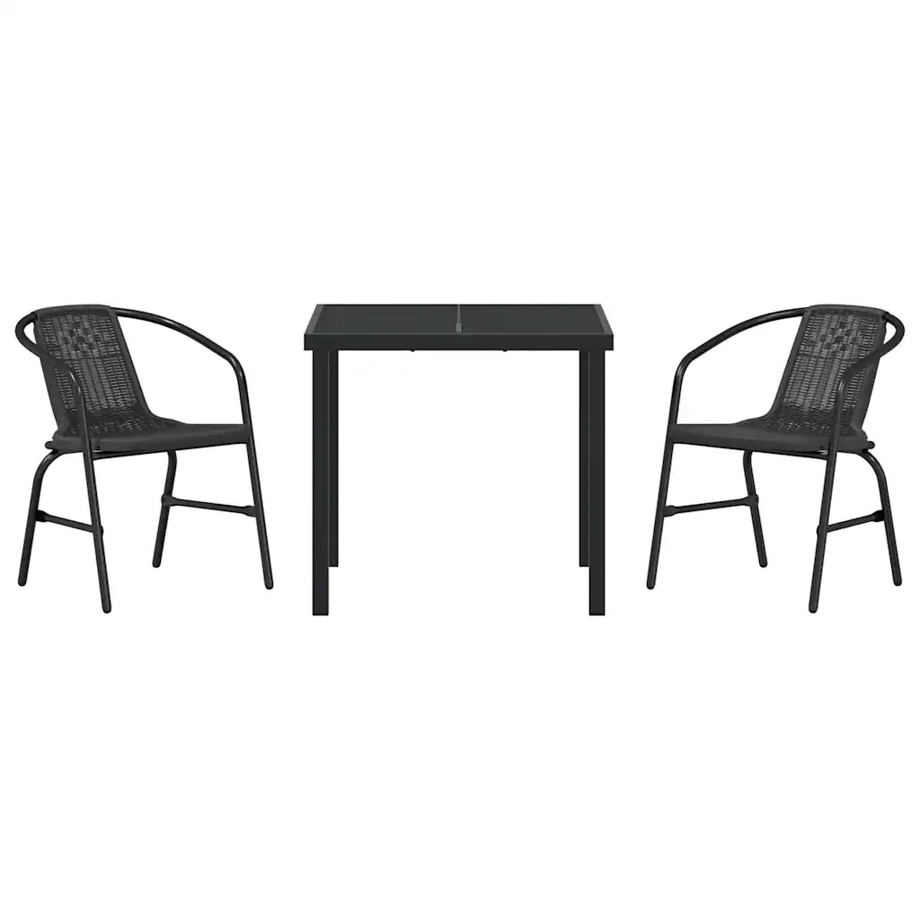 Set da Pranzo per Giardino 3 pcs Nero 3379380